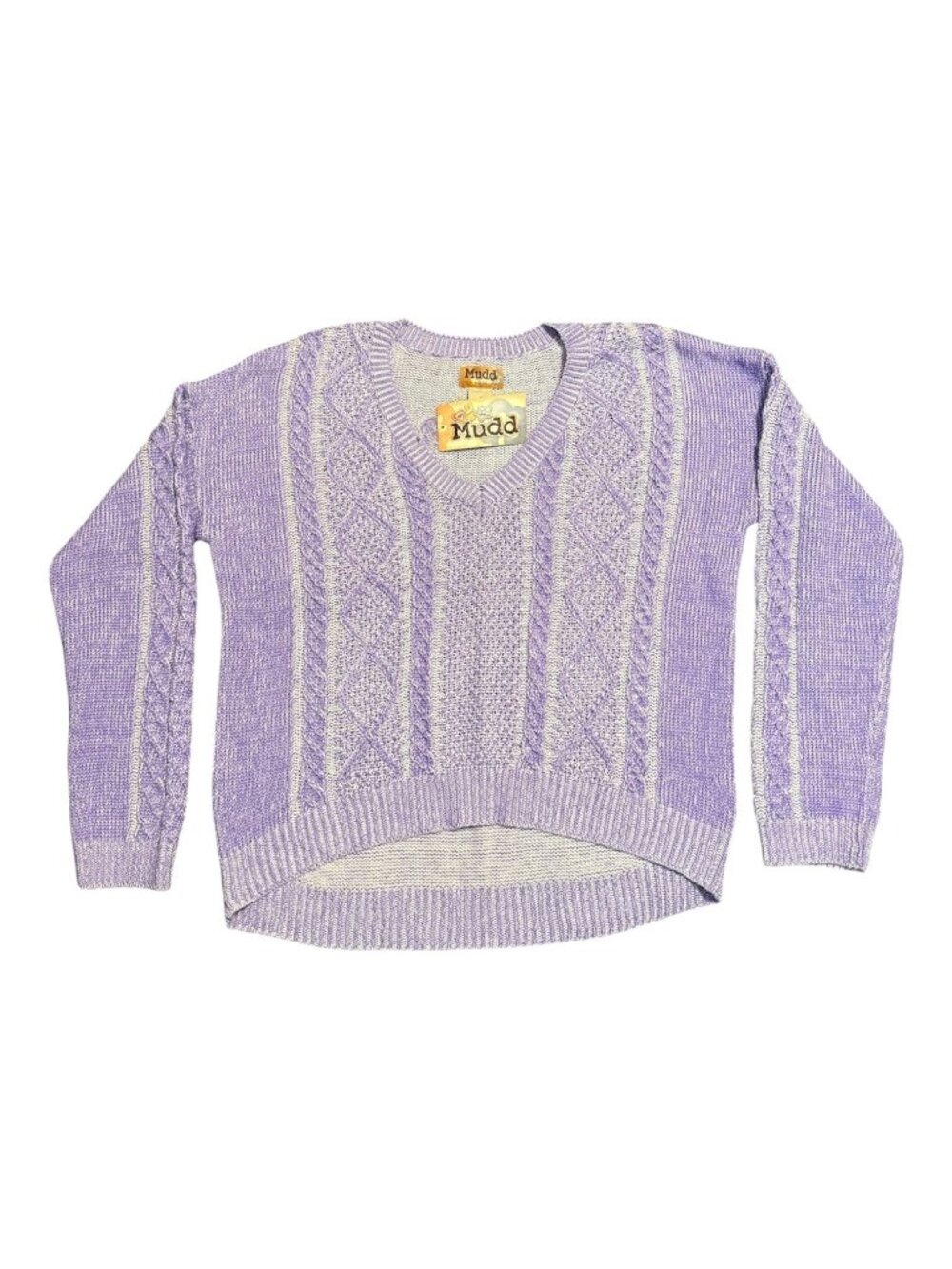 Nwt Mudd Women's Long Sleeve V-Neck Sweater Sweatshirt Sz: L Purple Check Desc
